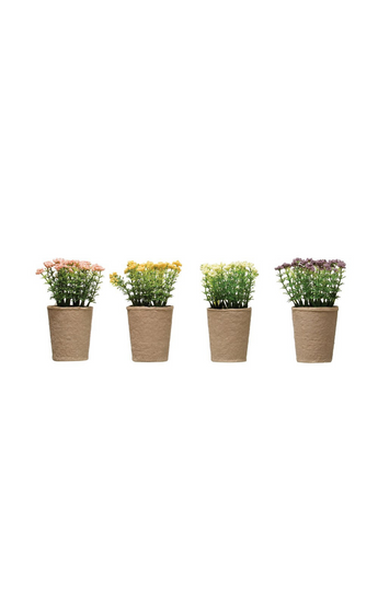 Faux Blooming Plant In Paper Pot