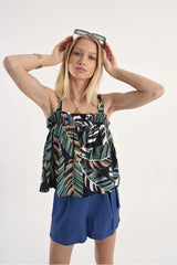 Printed Ruched Top