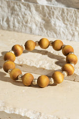 Wood Beaded Stretch Bracelet