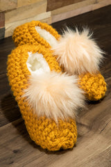 Pom Pom Crochet Slippers
