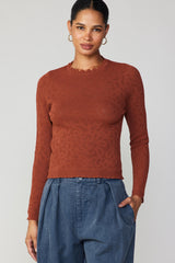 Scalloped Perforated Knit Top