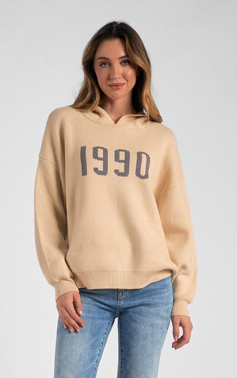 1990 Graphic Hooded Sweater by Elan