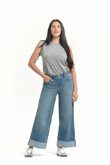 Rolled Cuff Wide Leg Jean