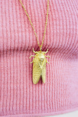 Brass Cicada Necklace - 30"