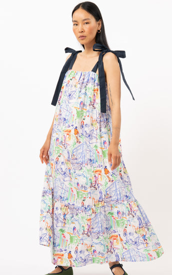 Cylia Woven Maxi Dress in French Area Print
