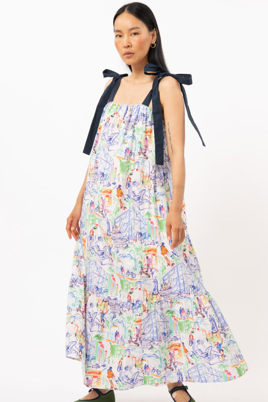 Cylia Woven Maxi Dress in French Area Print