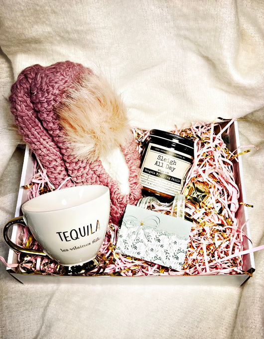 Curated Gift Box - Slippers, Candle, Tea Cup & Lip Balm Purse