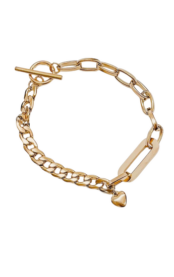 Heart Charm Chain Link Bracelet
