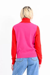 Knit Color Block Turtleneck Sweater