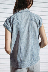 Pinstripe Denim Vest