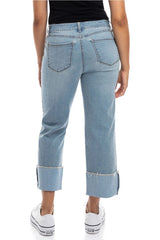 Deep Cuff Crop Straight Jean