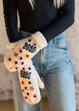Hand Stitched Floral Mittens