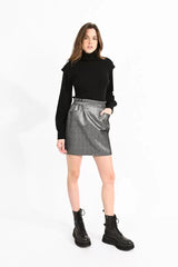 Iridescent Herringbone Mini Skirt