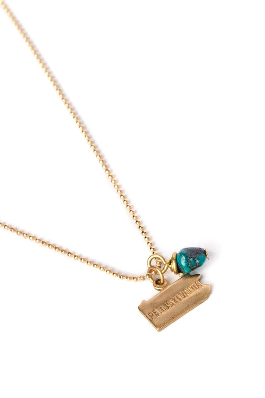 PA State Charm Necklace with Turquoise