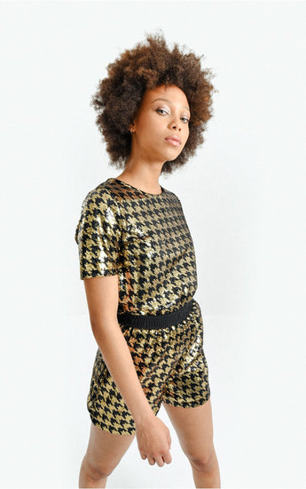 Houndstooth Sequin Tee