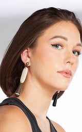 Hand-Carved Bone Ellipse and Pendant Earring