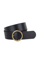 Wide Circle Buckle Genuine Leather Belt