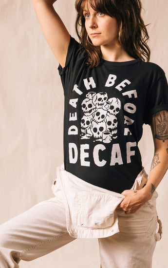 Death Before Decaf Unisex Graphic Tee