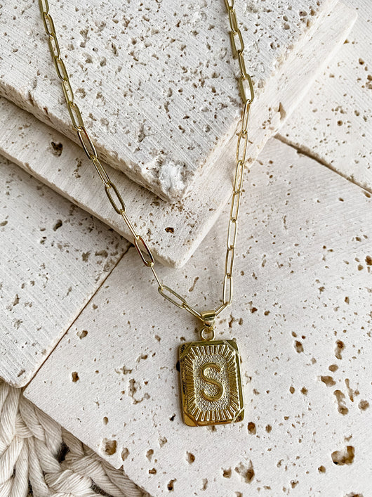 Letter K Gold Plated Rectangle Pendant Initial Necklace - Lovisa