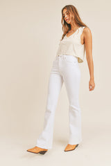 JBD High Rise Skinny Flare Jeans In White