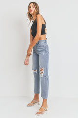 Just USA Distressed Straight All Cotton Jeans